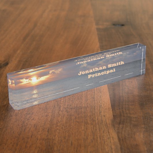 "SUNSET OVER CARIBBEAN" BUREAUNAAM NAAMBORDJE (Zijkant)