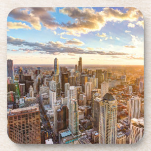Sunset Over Chicago Bier Onderzetter