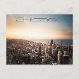 Sunset over Chicago Illinois City Skyline Briefkaart