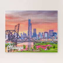 Sunset Over Chicago, Illinois, Verenigde Staten