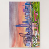 Sunset Over Chicago, Illinois, Verenigde Staten Legpuzzel (Verticaal)