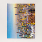 Sunset Over Chicago, Illinois, Verenigde Staten Legpuzzel (Verticaal)