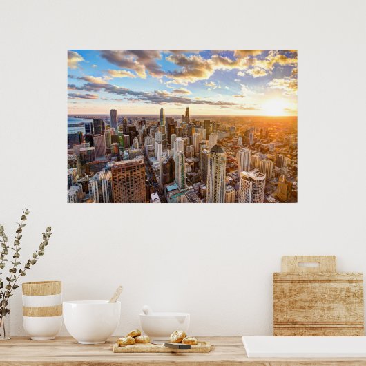 Sunset Over Chicago Poster (Keuken)
