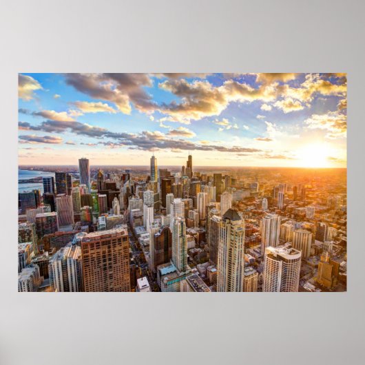 Sunset Over Chicago Poster (Voorkant)