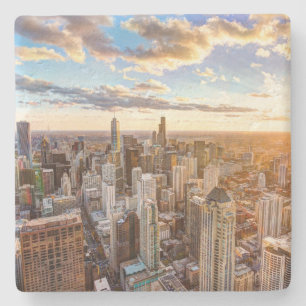 Sunset Over Chicago Stenen Onderzetter