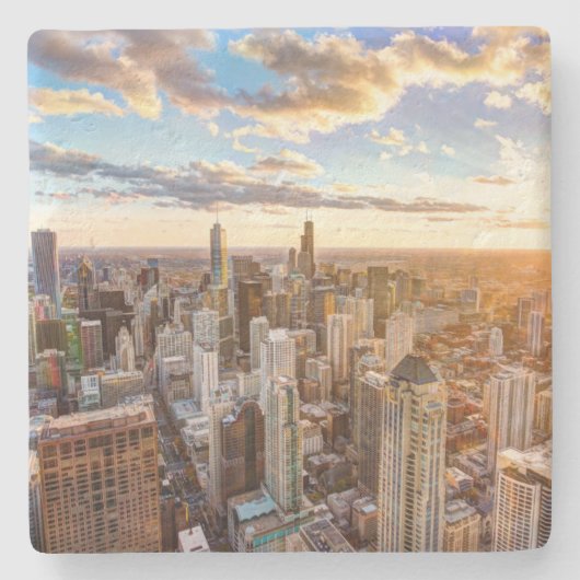 Sunset Over Chicago Stenen Onderzetter (Voorkant)