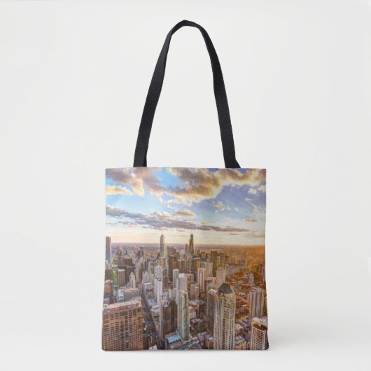 Sunset Over Chicago Tote Bag (Voorkant)