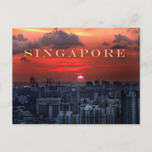 Sunset over Chinatown area in Singapore Briefkaart