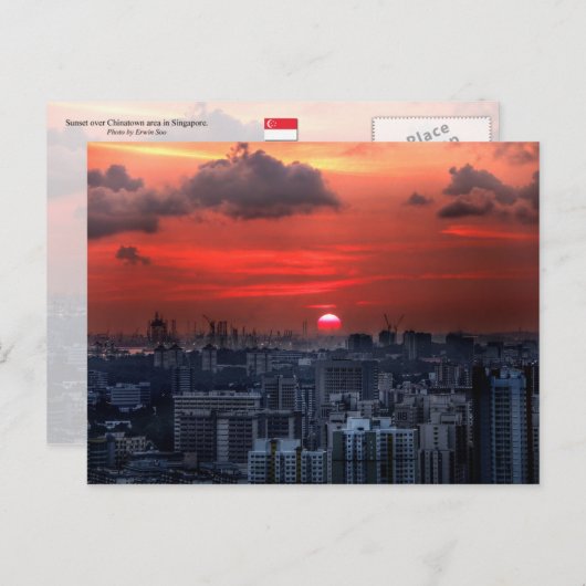 Sunset over Chinatown area in Singapore Briefkaart (Voorkant / Achterkant)