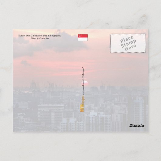 Sunset over Chinatown area in Singapore Briefkaart (Achterkant)