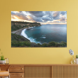 Sunset Over Cliffs, a stunning Canvas Afdruk