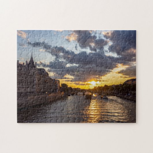 Sunset over Conciergerie - Parijs, Frankrijk Legpuzzel (Horizontaal)