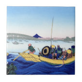 Sunset over de brug van Ryogoku van de bank Tegeltje (Voorkant)