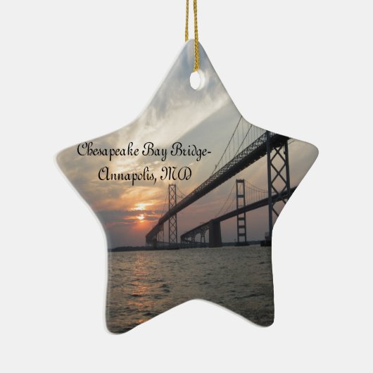 Sunset over de Chesapeake Bay Bridge Keramisch Ornament (Rechts)