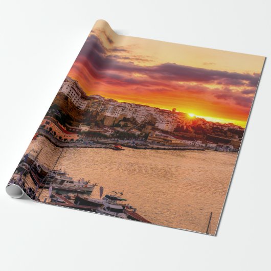 Sunset over de haven van Mahon - Menorca, Spanje Cadeaupapier (Uitgerold)