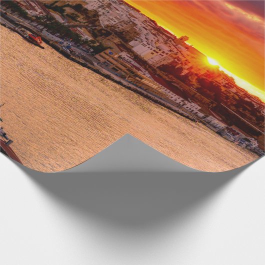 Sunset over de haven van Mahon - Menorca, Spanje Cadeaupapier (Hoek)