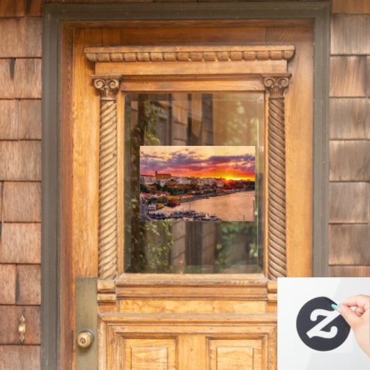 Sunset over de haven van Mahon - Menorca, Spanje Raamsticker (Huis Deur)