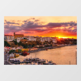 Sunset over de haven van Mahon - Menorca, Spanje Raamsticker