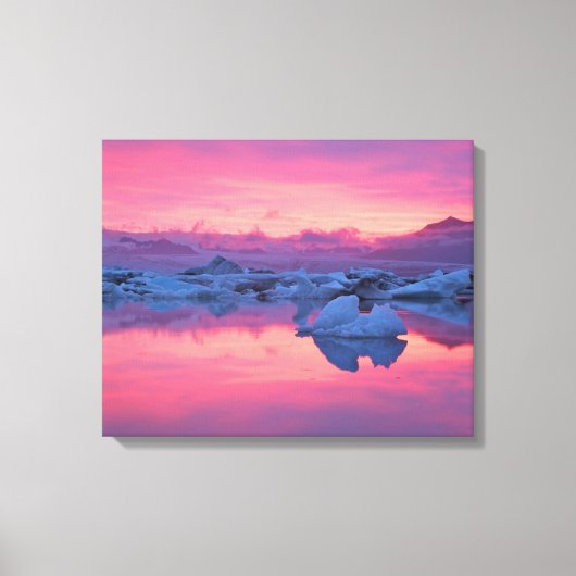 Sunset Over de Jokulsarlon Glacier Lagoon Canvas Afdruk (Voorkant)