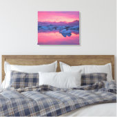 Sunset Over de Jokulsarlon Glacier Lagoon Canvas Afdruk (Insitu (Slaapkamer))