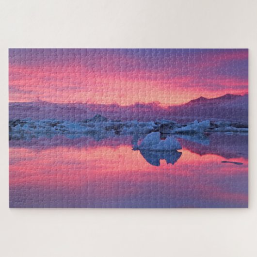 Sunset Over de Jokulsarlon Glacier Lagoon Legpuzzel (Horizontaal)