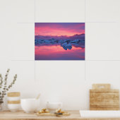Sunset Over de Jokulsarlon Glacier Lagoon Poster (Keuken)