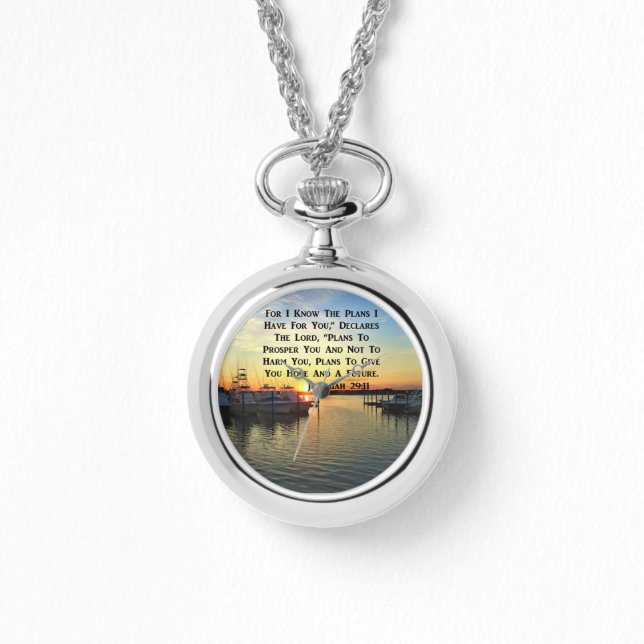 SUNSET OVER DE LAKE JEREMIAH 29:11 SCRIPTURE HORLOGE (Voorkant)