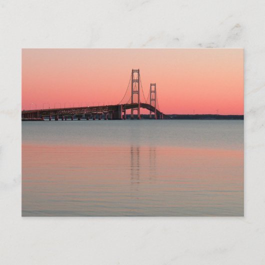 Sunset Over de Mackinac-brug, Michigan Briefkaart (Voorkant)