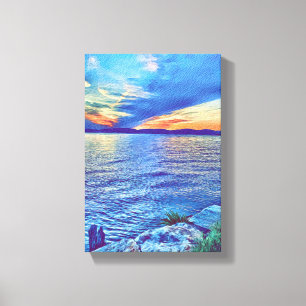 Sunset over de Tappan Zee Bridge New York Canvas Afdruk