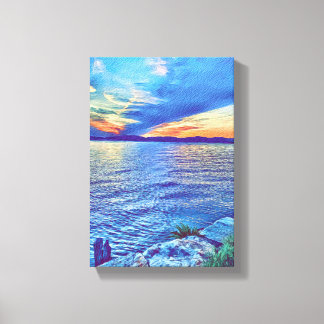 Sunset over de Tappan Zee Bridge New York Canvas Afdruk