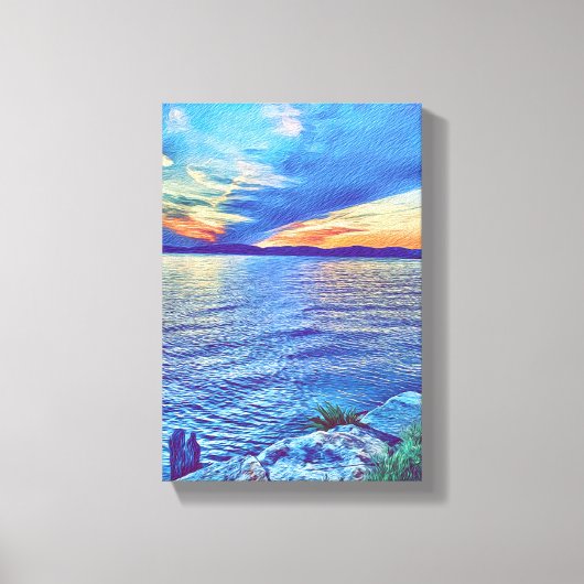 Sunset over de Tappan Zee Bridge New York Canvas Afdruk (Voorkant)