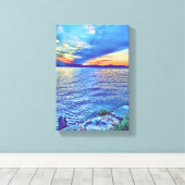 Sunset over de Tappan Zee Bridge New York Canvas Afdruk (Insitu (Houten vloer))