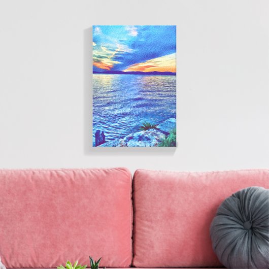 Sunset over de Tappan Zee Bridge New York Canvas Afdruk (Insitu (Woonkamer))