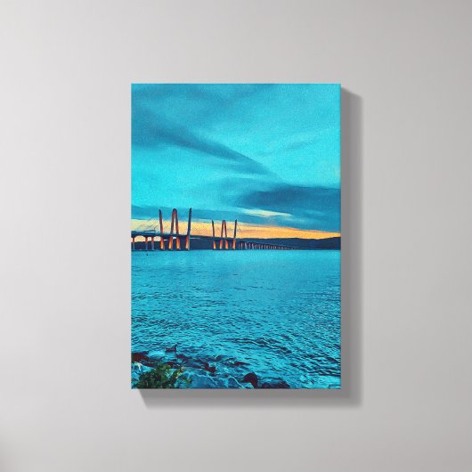 Sunset over de Tappan Zee Bridge New York Canvas Afdruk (Voorkant)