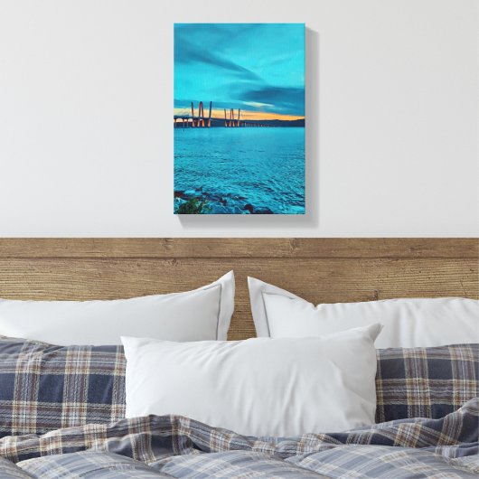Sunset over de Tappan Zee Bridge New York Canvas Afdruk (Insitu (Slaapkamer))