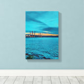 Sunset over de Tappan Zee Bridge New York Canvas Afdruk (Insitu (Houten vloer))