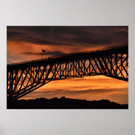 Sunset over de Walkway op de Hudson-brug Poster