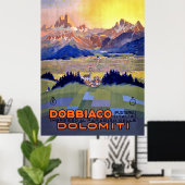 Sunset over Dobbiacho, Dolomites Mountains, Italië Poster (Thuiskantoor)