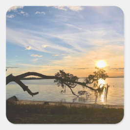 Sunset Over East Bay Vierkante Sticker
