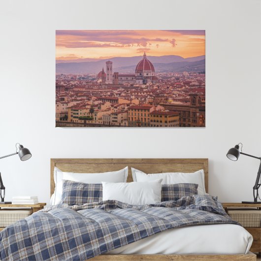 Sunset over Florence, Italië Canvas Afdruk (Insitu (Slaapkamer))