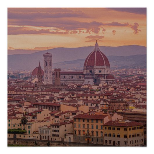 Sunset over Florence, Italië Perfect Poster (Voorkant)