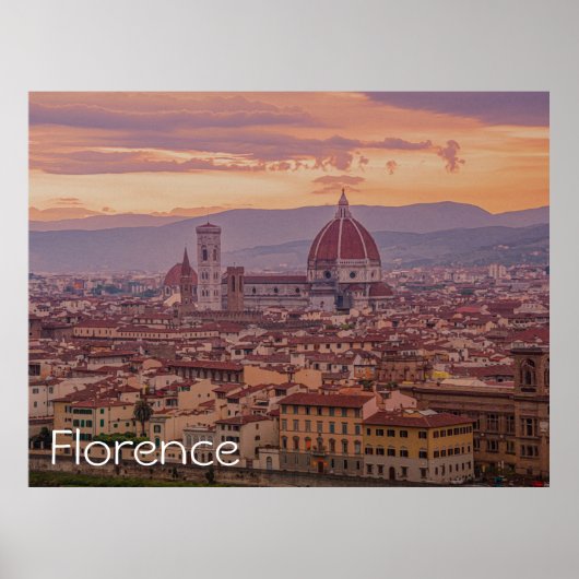 Sunset over Florence, Italië Poster (Voorkant)