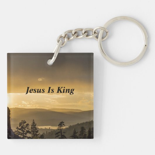 Sunset Over Forest Mountains Psalm 86:11 Verse  Sleutelhanger (Achterkant)