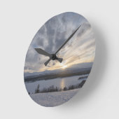 Sunset over frozen lake ronde klok (Hoek)