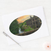Sunset over Hawksclough Bridge, Mytholmroyd Ovale Sticker (Envelop)