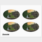 Sunset over Hawksclough Bridge, Mytholmroyd Ovale Sticker (Vel)