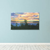 Sunset over het meer, Adirondack Mts in Canvas Afdruk (Insitu (Houten vloer))