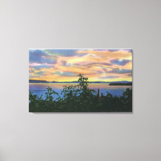 Sunset over het meer, Adirondack Mts in Canvas Afdruk (Voorkant)