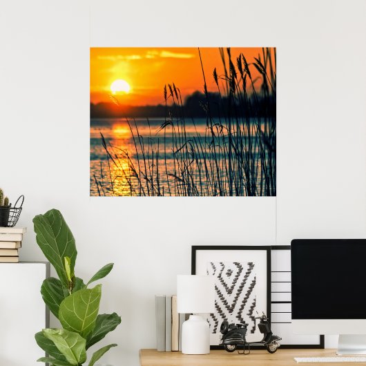 Sunset over het meer poster (Thuiskantoor)