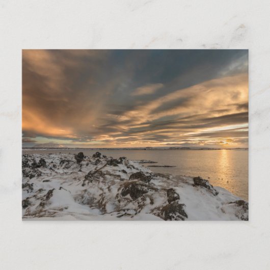 Sunset over het meer van Myvatn, IJsland Briefkaart (Voorkant)